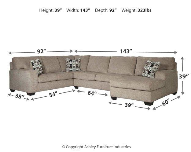 Ballinasloe 3-Piece Sectional with Chaise - Furniture Center (NY)