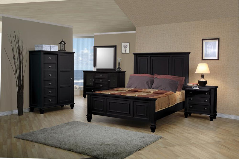 Sandy Beach California King Panel Bed with High Headboard Black - Furniture Center (NY)