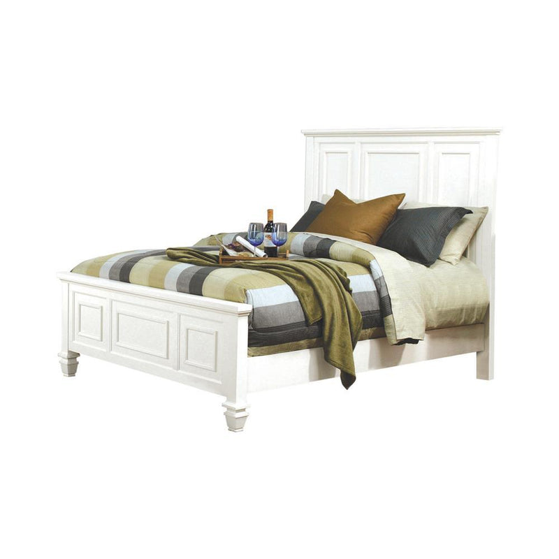 Sandy Beach Eastern King Panel Bed with High Headboard Cream White - Furniture Center (NY)