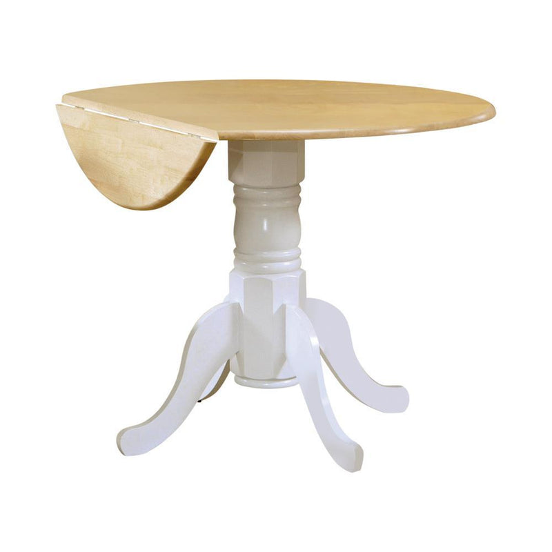 Allison Drop Leaf Round Dining Table Natural Brown and White - Furniture Center (NY)