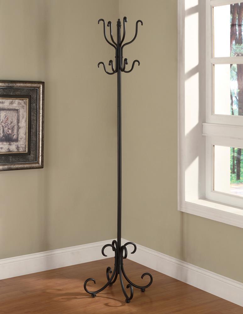 Kiefer Coat Rack with 12 Hooks Black - Furniture Center (NY)