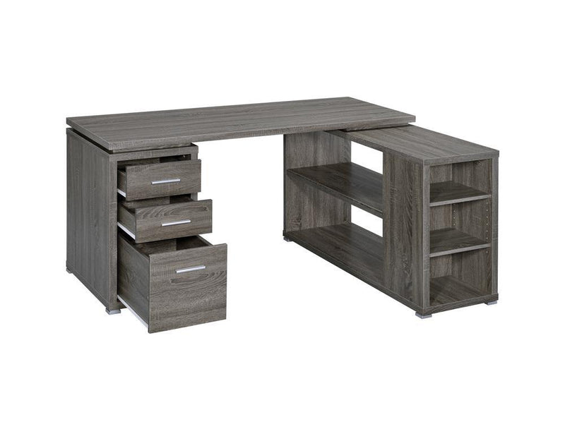 Yvette L-shape Office Desk Weathered Grey - Furniture Center (NY)