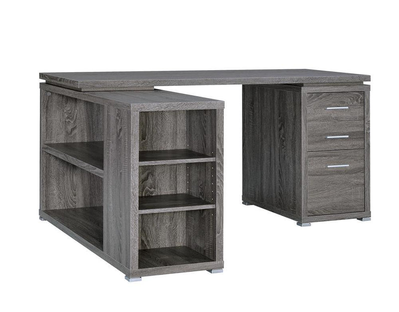 Yvette L-shape Office Desk Weathered Grey - Furniture Center (NY)