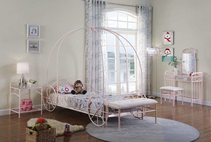 Massi Twin Canopy Bed Powder Pink - Furniture Center (NY)