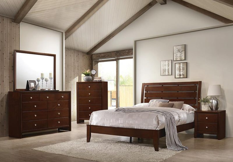 Serenity Full Panel Bed with Cut-out Headboard Rich Merlot - Furniture Center (NY)