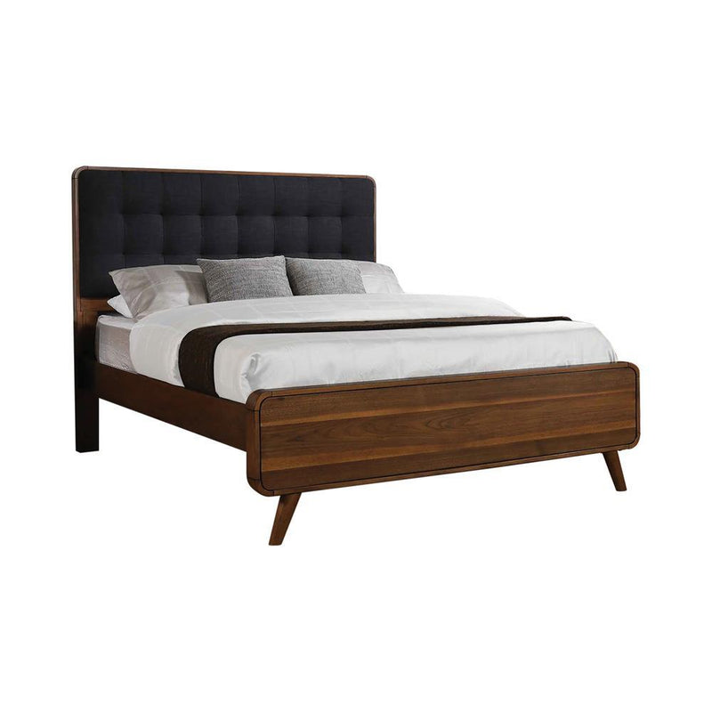 Robyn Eastern King Bed with Upholstered Headboard Dark Walnut - Furniture Center (NY)