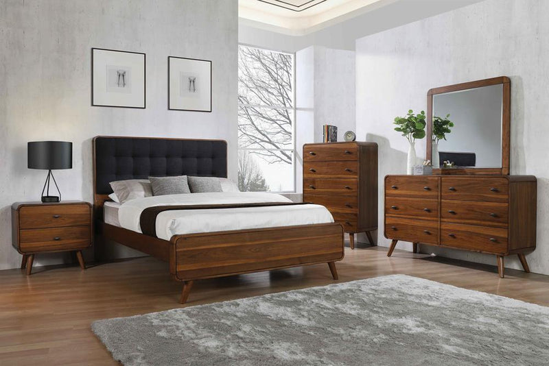 Robyn Eastern King Bed with Upholstered Headboard Dark Walnut - Furniture Center (NY)