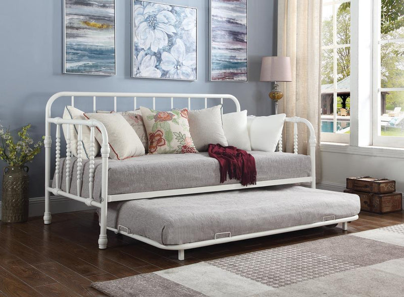 Marina Twin Metal Daybed with Trundle White - Furniture Center (NY)