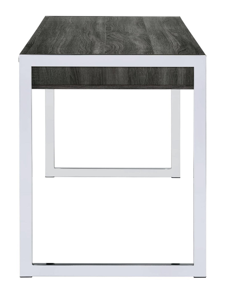 Wallice 2-drawer Writing Desk Weathered Grey and Chrome - Furniture Center (NY)