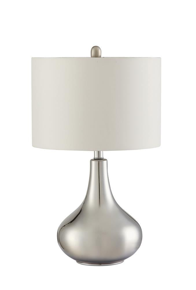 Junko Drum Shade Table Lamp Chrome and White - Furniture Center (NY)