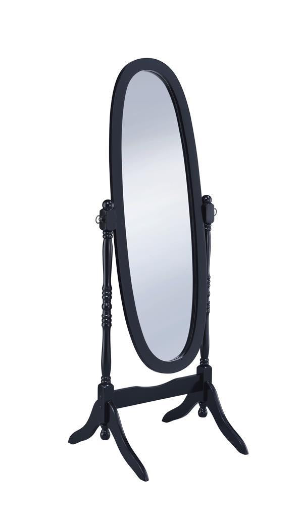 Cabot Rectangular Cheval Mirror with Arched Top Black - Furniture Center (NY)