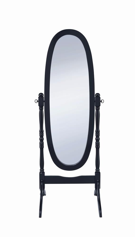 Cabot Rectangular Cheval Mirror with Arched Top Black - Furniture Center (NY)