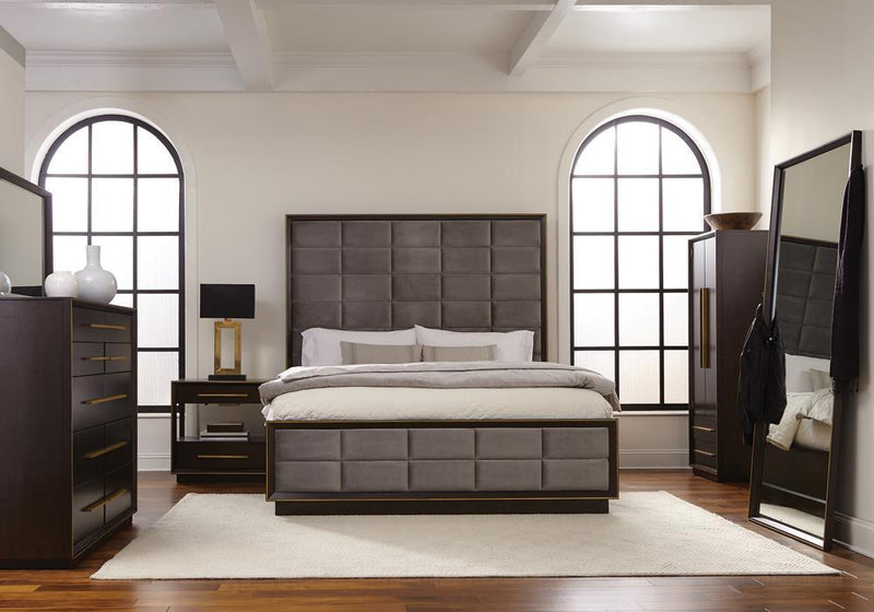 Durango Queen Upholstered Bed Smoked Peppercorn and Grey - Furniture Center (NY)