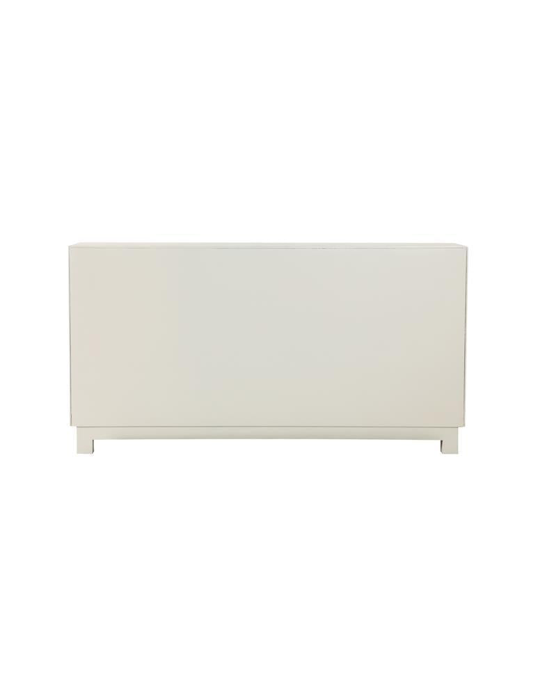 Voula Rectangular 4-door Accent Cabinet White and Gold - Furniture Center (NY)