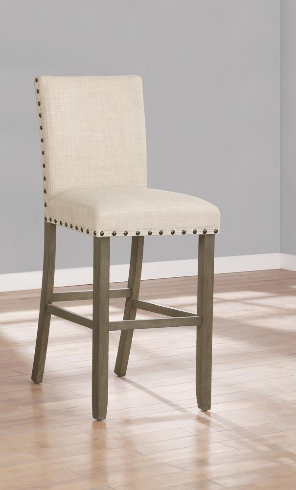 Ralland Upholstered Bar Stools with Nailhead Trim Beige (Set of 2) - Furniture Center (NY)