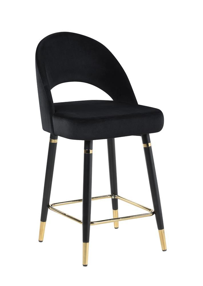 Lindsey Arched Back Upholstered Counter Height Stools Black (Set of 2) - Furniture Center (NY)