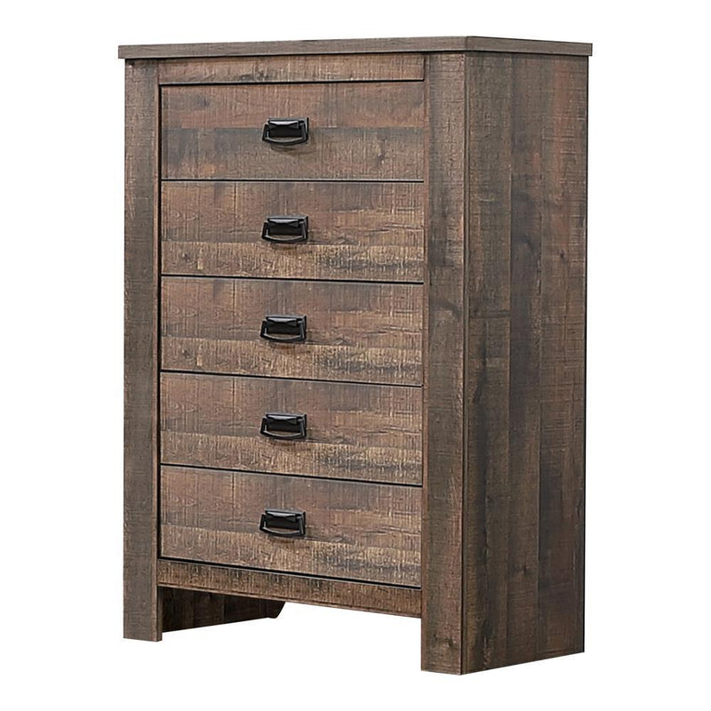 Frederick 5-drawer Chest Weathered Oak - Furniture Center (NY)