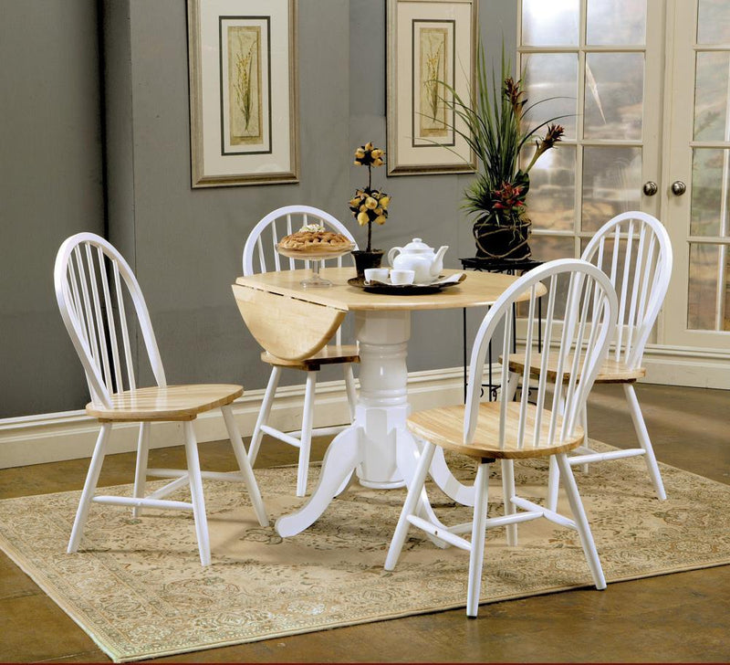 Allison Drop Leaf Round Dining Table Natural Brown and White - Furniture Center (NY)