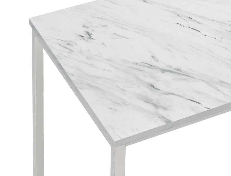 Leona Coffee Table with Casters White and Satin Nickel - Furniture Center (NY)