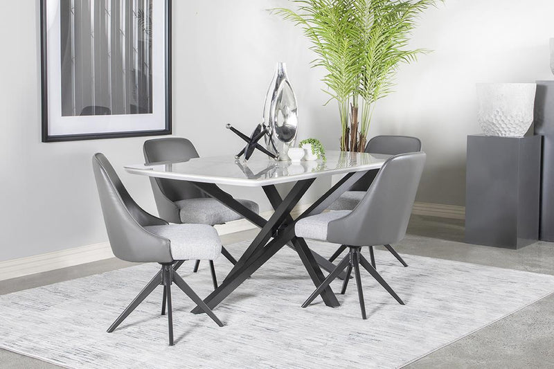 Paulita Rectangular Dining Table White and Gunmetal - Furniture Center (NY)