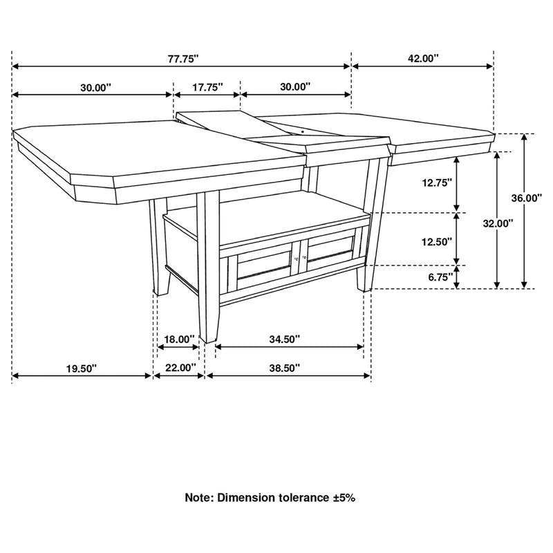 Prentiss Rectangular Counter Height Table with Butterfly Leaf Cappuccino - Furniture Center (NY)