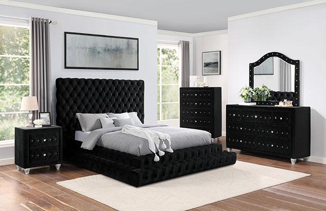 STEFANIA E.King Bed, Black - Furniture Center (NY)