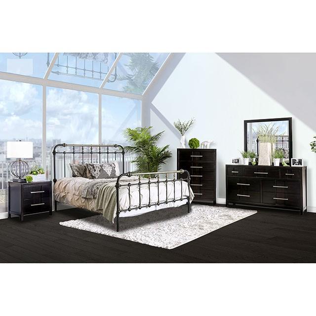 RIANA Antique Black Metal Full Bed