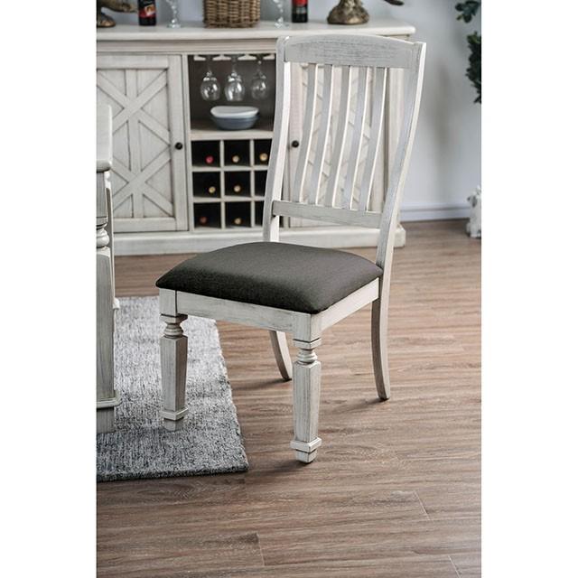 Georgia Antique White/Gray Side Chair (2/CTN) - Furniture Center (NY)