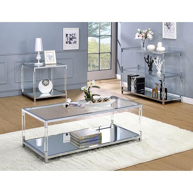 Ludvig Chrome/Clear Coffee Table - Furniture Center (NY)