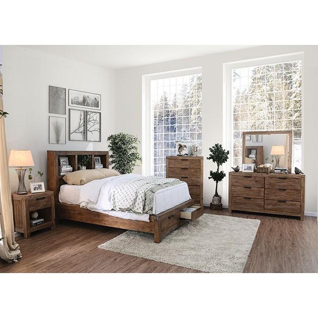 Mcallen Weathered Light Oak E.King Bed - Furniture Center (NY)