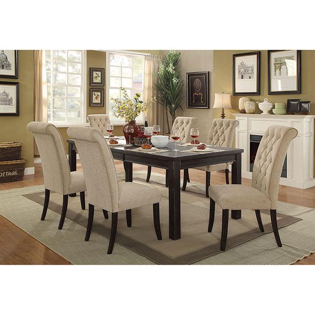 Mashall Beige/Antique Black Side Chair, Ivory (2/CTN) - Furniture Center (NY)