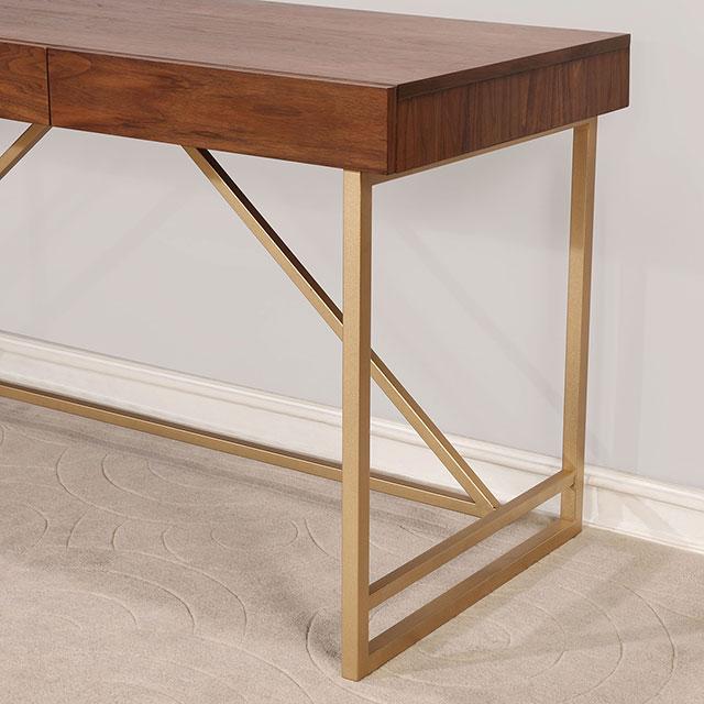 Halstein Light Walnut/Gold Desk - Furniture Center (NY)