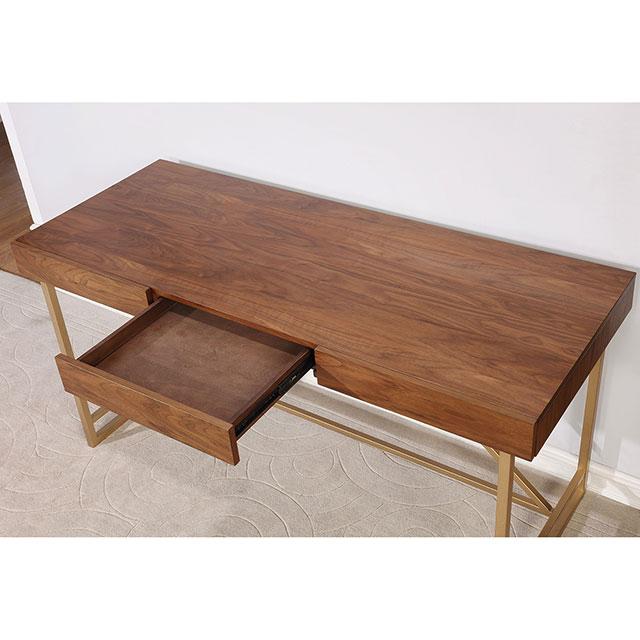 Halstein Light Walnut/Gold Desk - Furniture Center (NY)