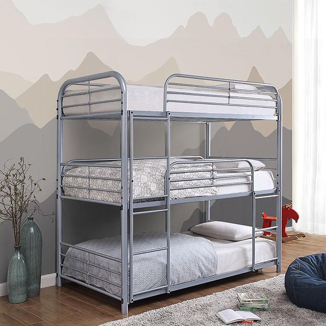 Opal Ii Silver Twin Triple Decker Bed - Furniture Center (NY)