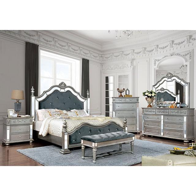 Azha Silver/Gray Cal.King Bed - Furniture Center (NY)