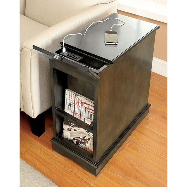 LILITH I Gray Side Table w/ USB