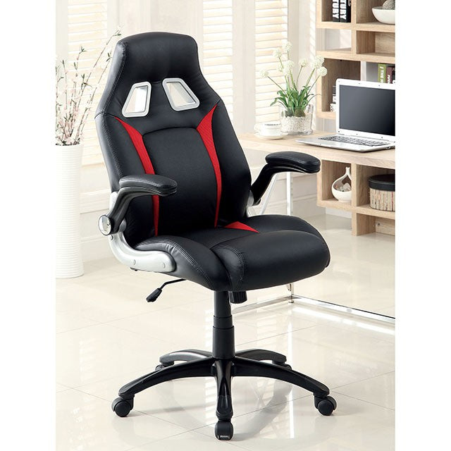 Argon Black/Silver/Red Office Chair - Furniture Center (NY)