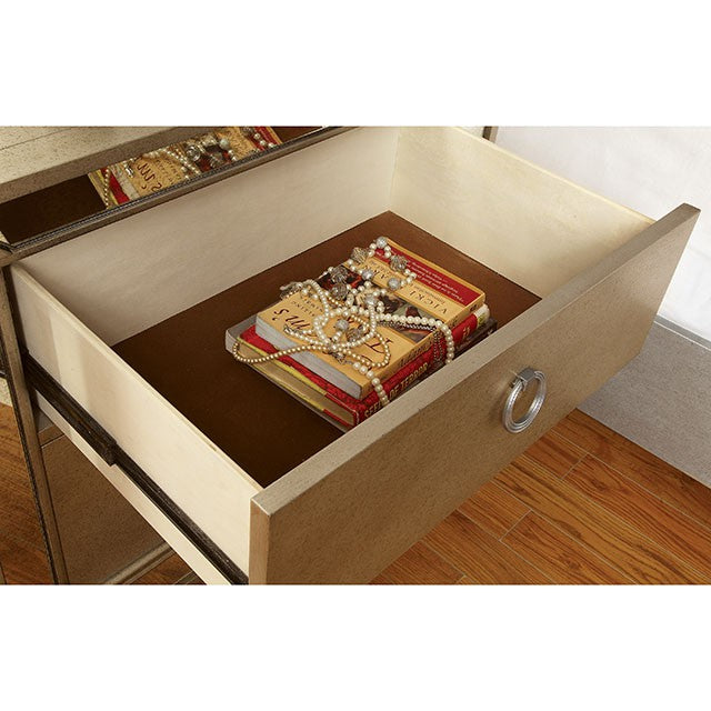 LORAINE Champagne Media Chest - Furniture Center (NY)