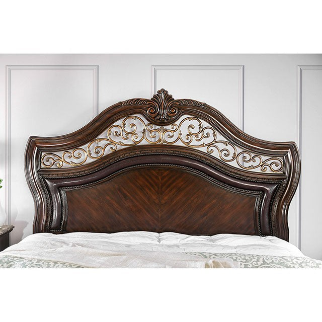 Menodora Brown Cherry Queen Bed - Furniture Center (NY)